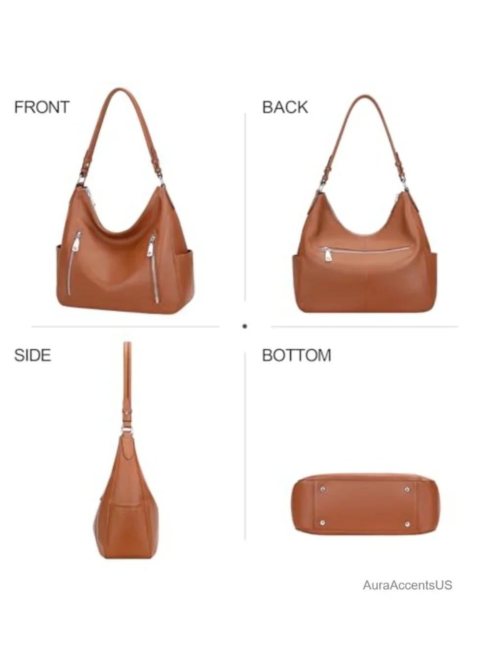 Genuine Leather Hobo Shoulder Bag Crossbody Purse for Women